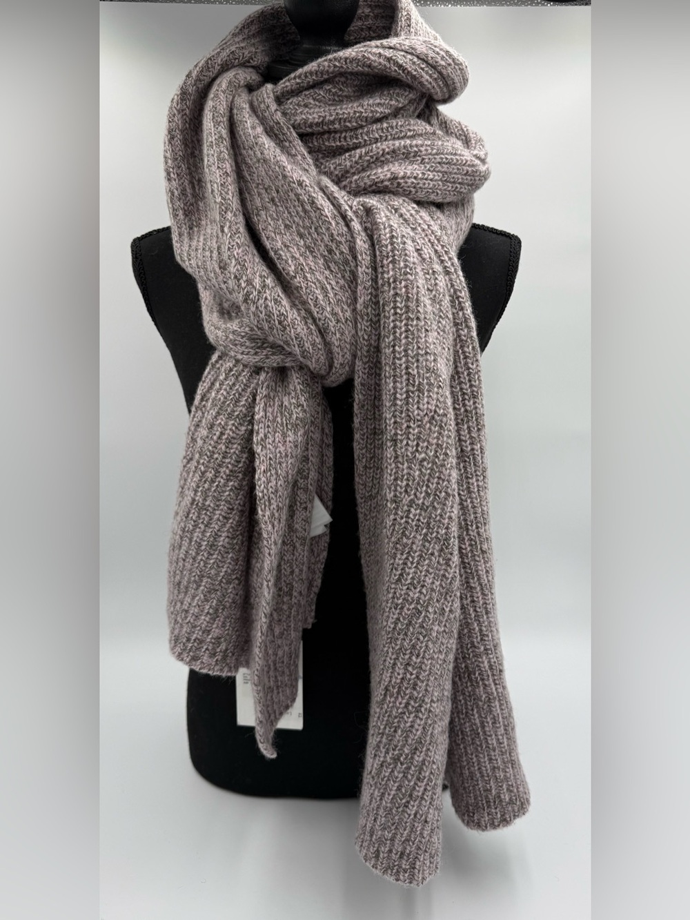 Ganni Rib Knit Scarf in Brazilian Sand 1SZ